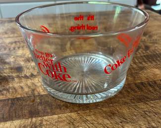 Vintage Coca Cola Glass Snack Bowl  7” across x 4” tall Great condition!  