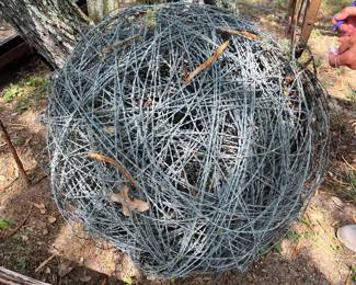 Barbed Wire Ball Yard Decor  2' tall