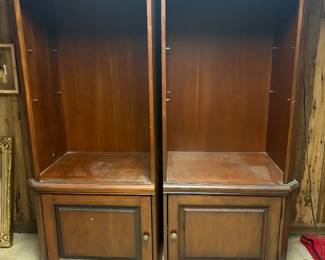 Armoire side cabinets with glass shelves