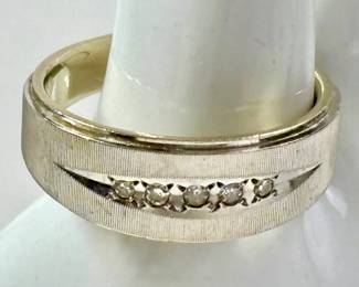 14K gold diamond mens ring
