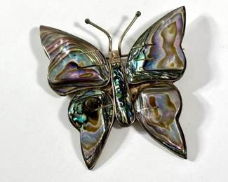 Mexican silver abalone brooch