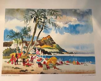 Pencil signed watercolour print by Dong Kingman