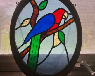 Leaded & stained glass parrot