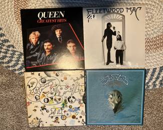Queen, Fleetwood Mac, Eagles, Led Zepplin LP records