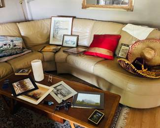 Nice leather rounded sectional