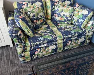 Fabulous vintage Sherrill sofas in quilted vintage 1980s fabric that’s still in great .