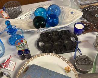 Hand blown blue glass