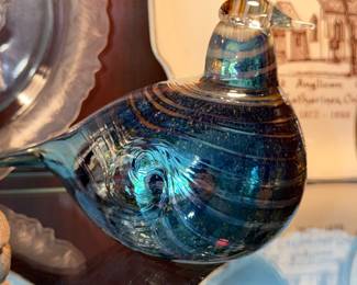 Iittala Finland Oiva Toikka Bird in oil finish blue glass