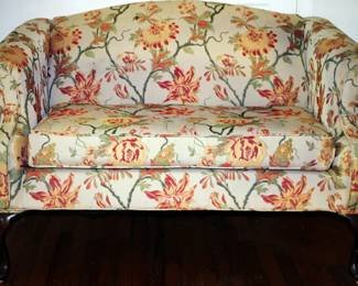 Chippendale style camel back loveseat