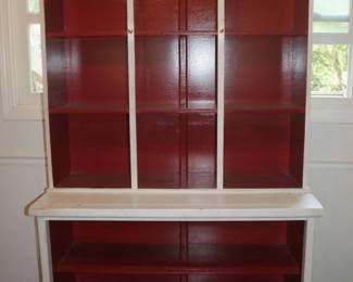 Red and white rustic cupboard