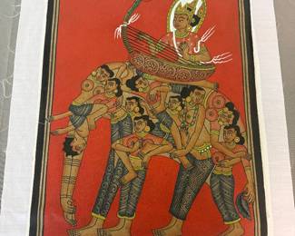 Vintage Original Indian Art Painting on Fabric