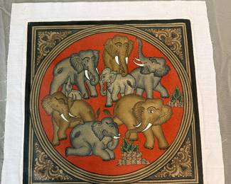 Vintage Original Indian Art Painting on Fabric