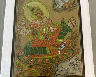 Vintage Original Indian Art Painting on Fabric