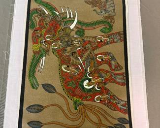 Vintage Original Indian Art Painting on Fabric