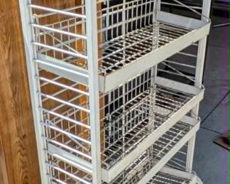 White Metal Commercial Display Rack on Wheels