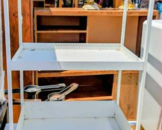 White Metal Cart on Wheels