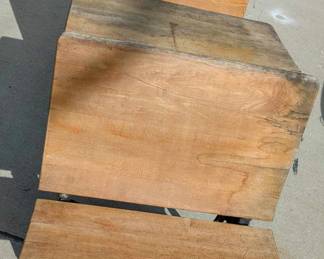 Antique Elementary School Wood and Wrought Iron Desks