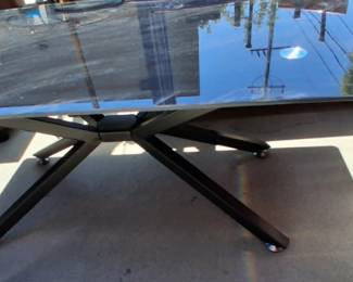 Black Glass Top Coffee Table - Metal Legs