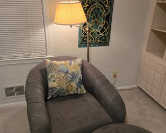Custom made swivel chair and ottoman