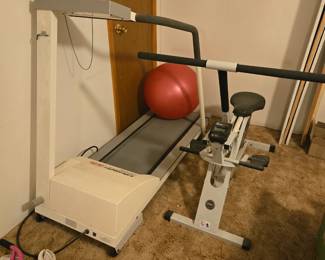 Vintage treadmill and "bike"