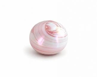 49 SignedGibsonArtGlassPinkIridescentPaperweight