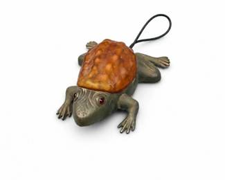 12 VintageIronAmberGlassFrogAccentLampNightLight