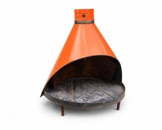 2 VintageOrangeMalmStyleConeFireplaceHood