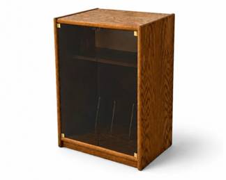 45 VintageOakStereoCabinetwSmokedGlassDoors