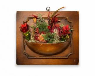 67 VintageWoodWallPocketFloralHangingDecor
