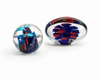 63 MuranoStyleArtGlassPaperweightPair