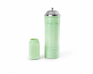 90 VintageJadeiteGlassStrawHolderMatchingJar