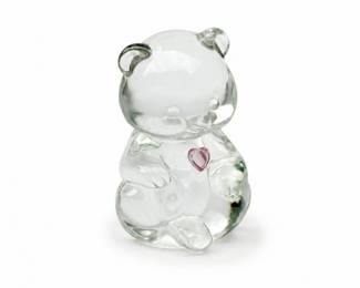 37 SignedFentonGlassTeddyBearPaperweight