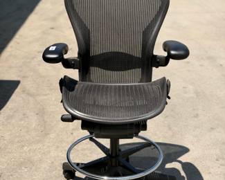 Herman Miller Aeron Drafting Stool, Black Mesh Ergonomic Office Chair w/ Foot Ring