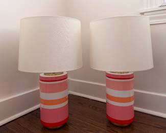 Kate Spade Cordless Pink Stipes Table Lamps. Photo 1 of 2.