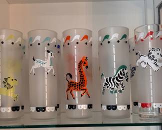 Sample of Libby Glass Company Merry-Go-Round Frosted Glasses - 12 Available. Photo 2 of 2.