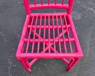 Set of 4 Palm Beach Regency Sourced Bamboo Chairs Painted Hot Pink. Coordinating GameTable (Not Pictured) Available Too. Photo 2 of 5.