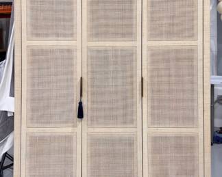 Restoration Hardware Burke Raffia Armoire. Measures 50" W x 24" D x 6" H. Photo 1 of 2.