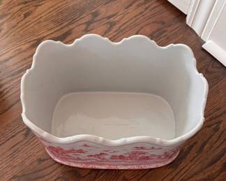 Pink Willow Toile Cachepot. Measures 12" L x 7"W. Photo 3 of 4.