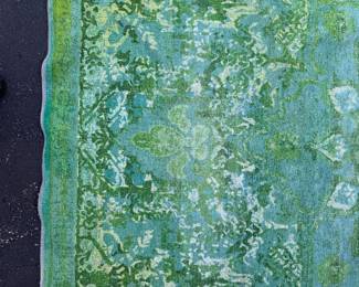 Vibrant Green & Aqua Rug. Measures 8' x 10'. Photo 3 of 4.
