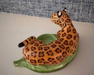 Lynn Chase Jaguar Jungle Votive Candle Holder. Measures 6" L x 2 1/2" W. Photo 3 of 3.