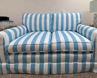 Apartment Sofa Upholstered in Surf Stripe, Lilly Pulitzer II Collection for Lee Jofa. Measures 60" W x 36" D x 18.5" Seat Height. Photo 1 of 2.