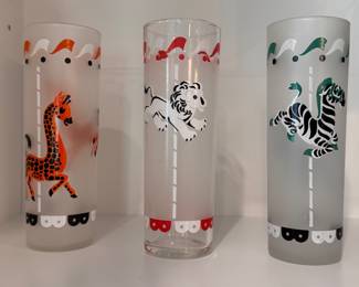 Sample of Libby Glass Company Merry-Go-Round Frosted Glasses - 12 Available. Photo 1 of 2.