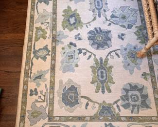 Alienore Green Blue Modern Ouskah Style Rug. Measures 5' x 8'. Photo 1 of 3.