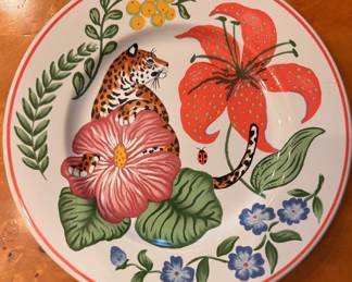 Lynn Chase Jungle Flowers China -- 9 Dinner Plates -- 8 Salad Plates -- 8 Bowls -- 9 Cream Soup Bowls / Fruit Bowls. Photo 2 of 5.