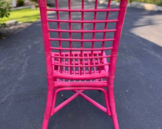 Set of 4 Palm Beach Regency Sourced Bamboo Chairs Painted Hot Pink. Coordinating GameTable (Not Pictured) Available Too. Photo 4 of 5.