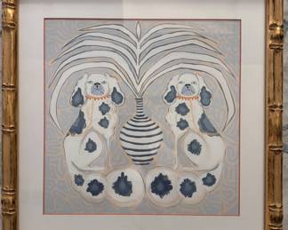 Paige Gemmel "White Dogs on Grey," Measures 17" x 17" Overall. Photo 1 of 2.