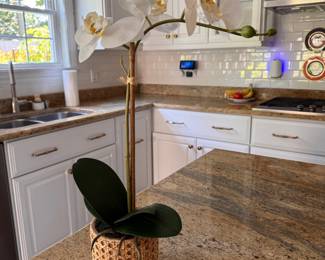 Faux Orchid in Faux Cane Cachepot. Photo 1 of 2.