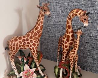 Fitz & Floyd 2001 Exotic Jungle Collection Giraffe Figurines. Each Measures 16" H x 9" W. Photo 1 of 4.