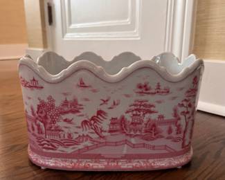 Pink Willow Toile Cachepot. Measures 12" L x 7"W. Photo 1 of 4.