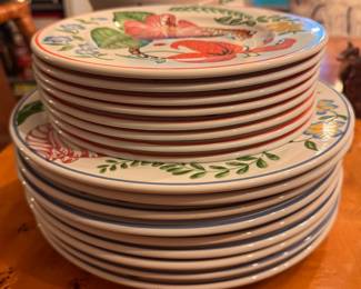 Lynn Chase Jungle Flowers China -- 9 Dinner Plates -- 8 Salad Plates -- 8 Bowls -- 9 Cream Soup Bowls / Fruit Bowls. Photo 1 of 5.